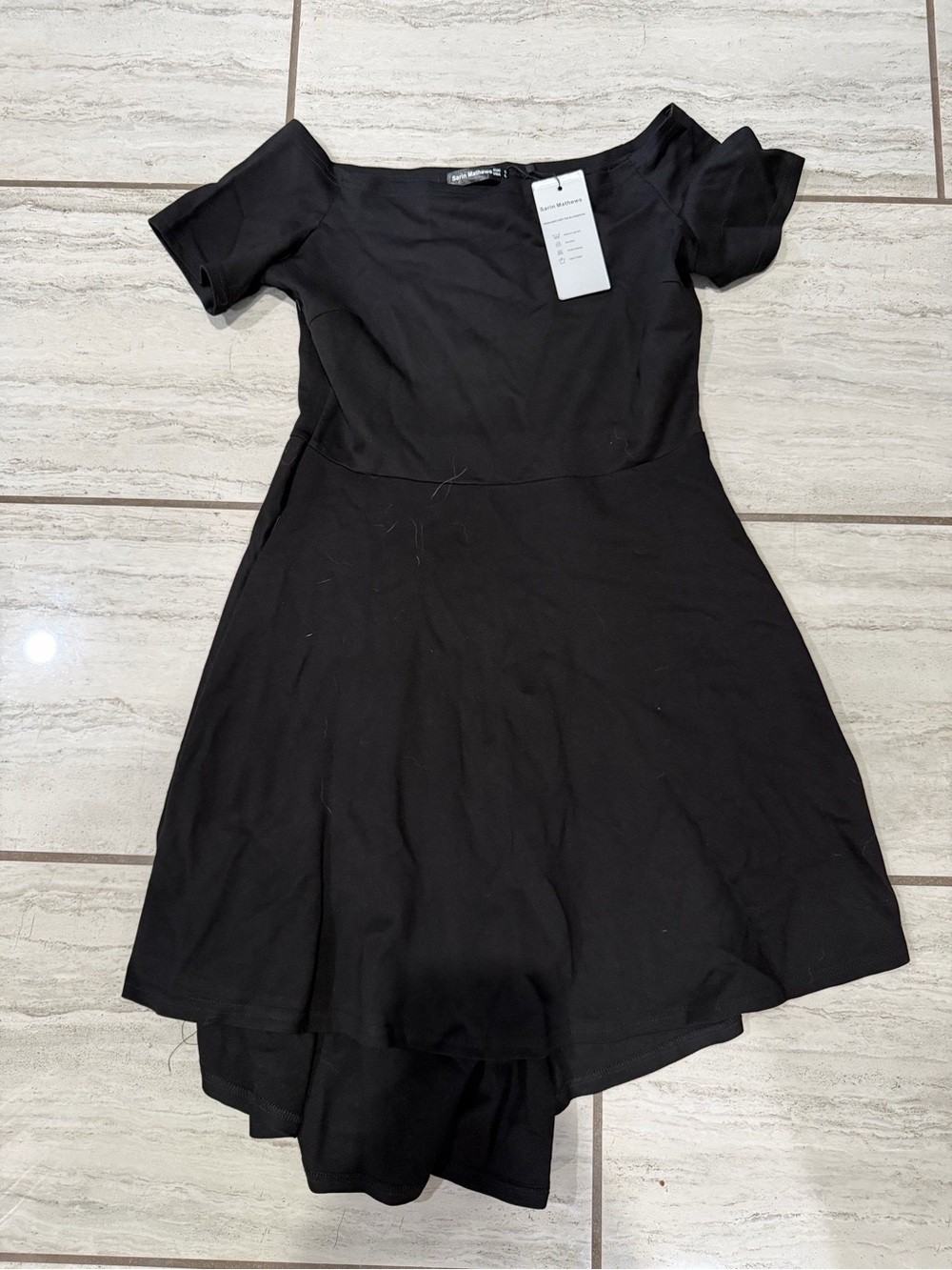 Black Off-Shoulder Fit & Flare Dress -